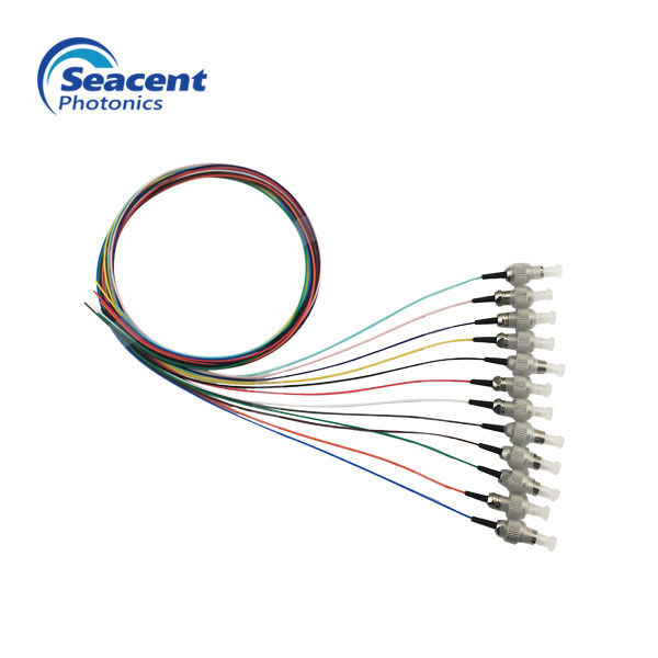 ROHS Approved Fiber Optic Pigtail UPC Polish 12 Color Beam With FC/ST Connector